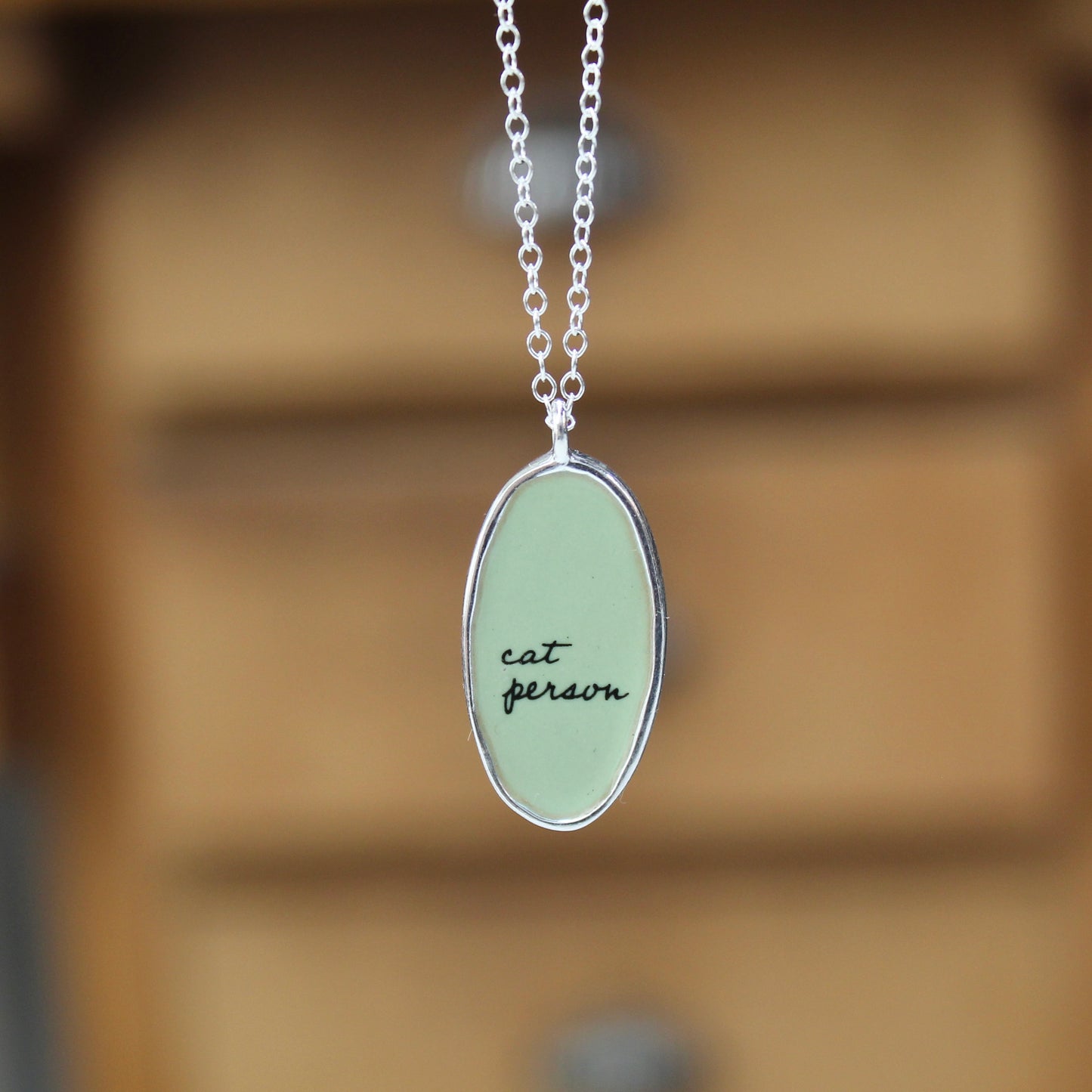 Sterling Silver Reversible Cat Charm Necklace - Unique Cat Person Gift on Adjustable Chain