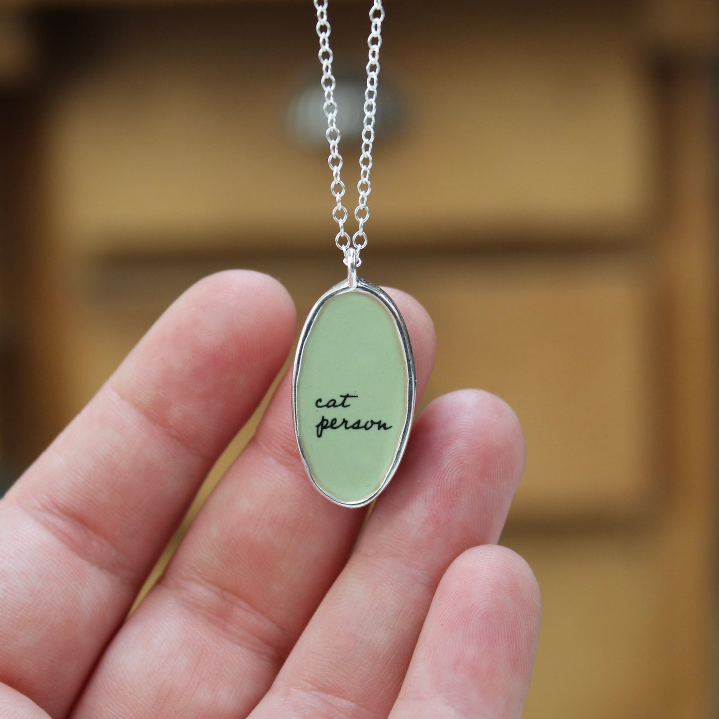 Sterling Silver Reversible Cat Charm Necklace - Unique Cat Person Gift on Adjustable Chain