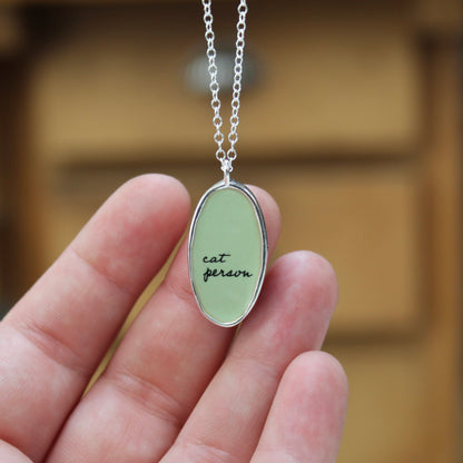 Sterling Silver Reversible Cat Charm Necklace - Unique Cat Person Gift on Adjustable Chain