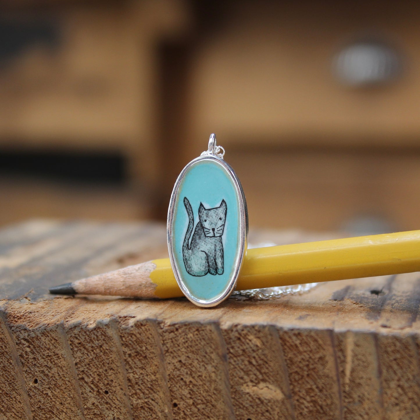 Sterling Silver Reversible Cat Charm Necklace - Unique Cat Person Gift on Adjustable Chain