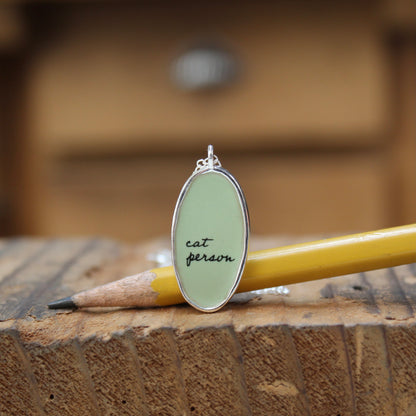 Sterling Silver Reversible Cat Charm Necklace - Unique Cat Person Gift on Adjustable Chain