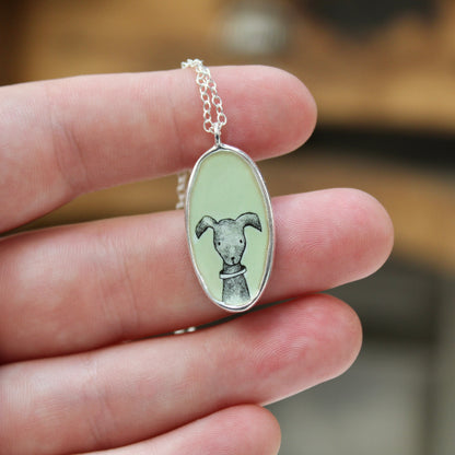 Reversible Sterling Silver and Enamel Dog Person Necklace