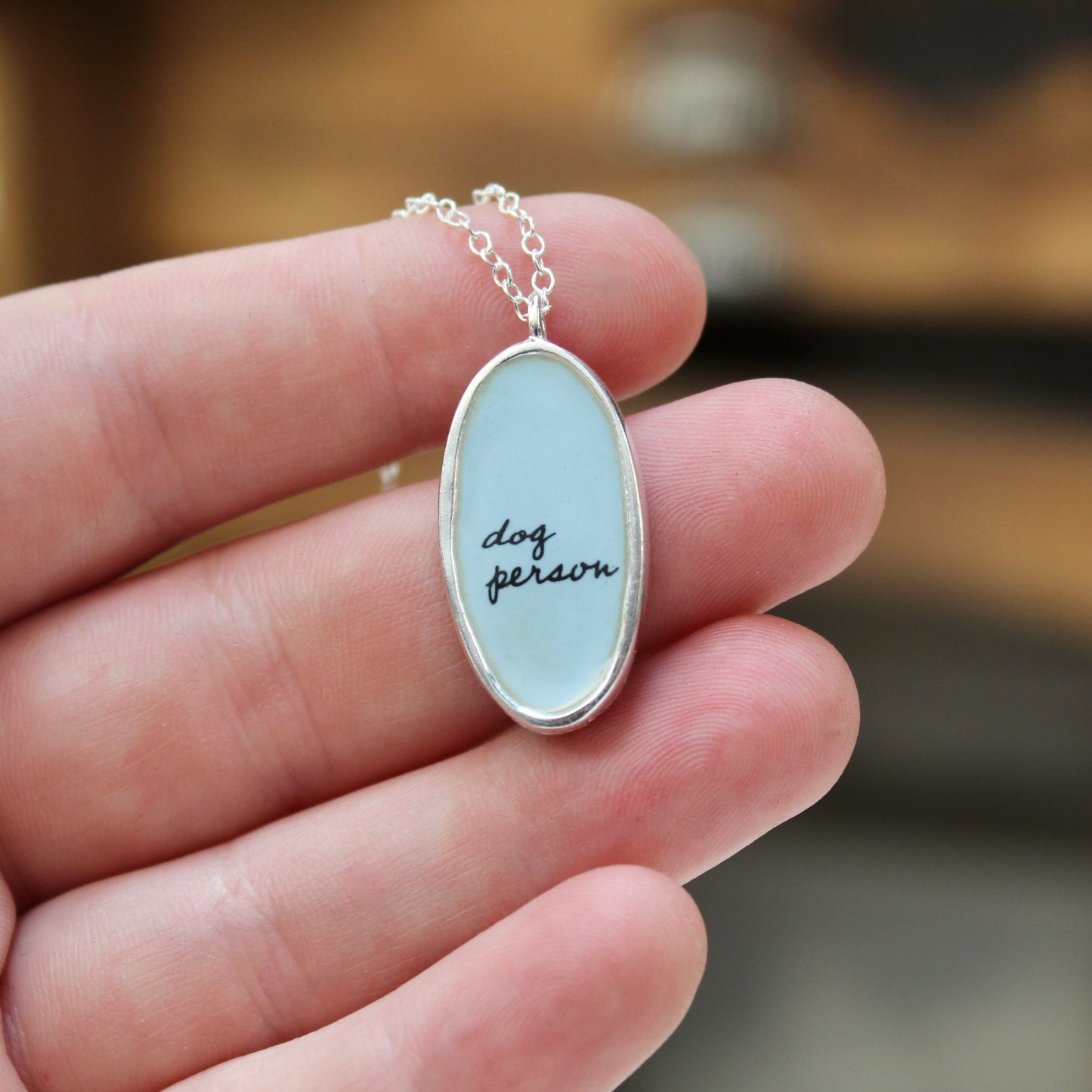 Reversible Sterling Silver and Enamel Dog Person Necklace