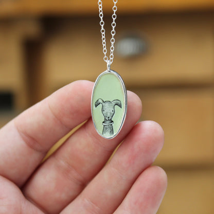 Reversible Sterling Silver and Enamel Dog Person Necklace