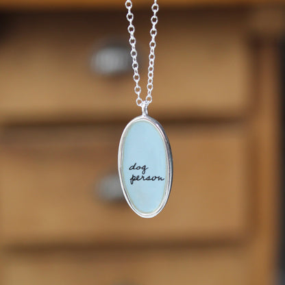 Reversible Sterling Silver and Enamel Dog Person Necklace