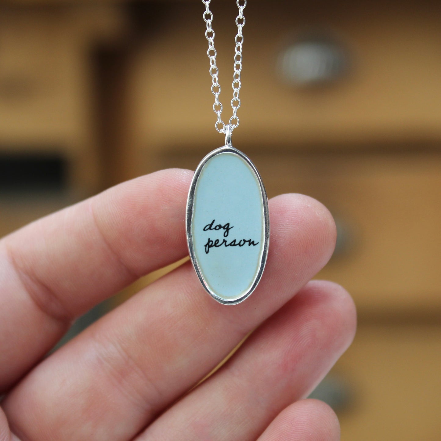 Reversible Sterling Silver and Enamel Dog Person Necklace
