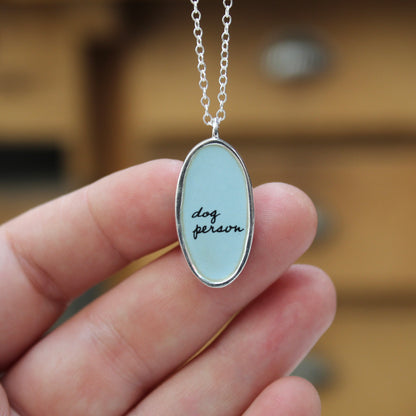 Reversible Sterling Silver and Enamel Dog Person Necklace