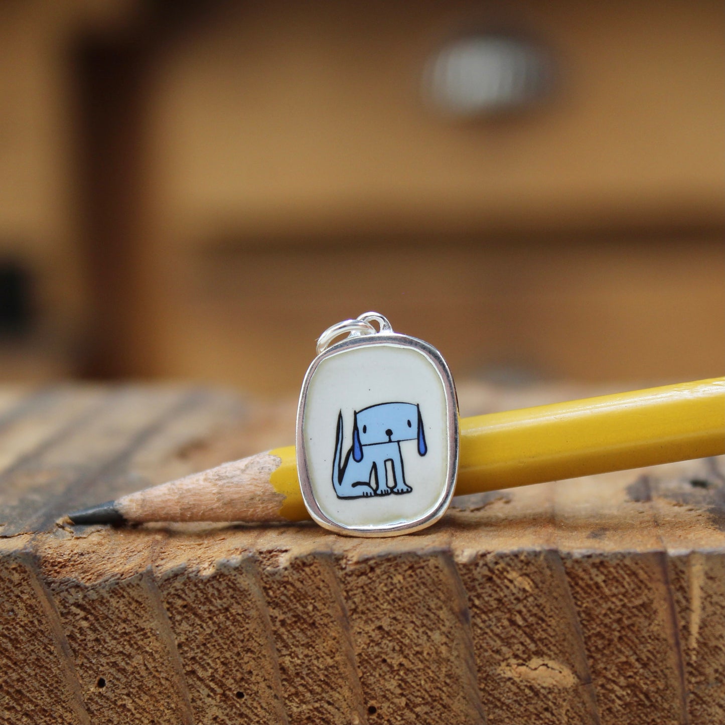 Droopy Dog Pendant - Sterling Silver and Enamel Necklace