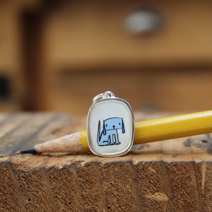Droopy Dog Pendant - Sterling Silver and Enamel Necklace