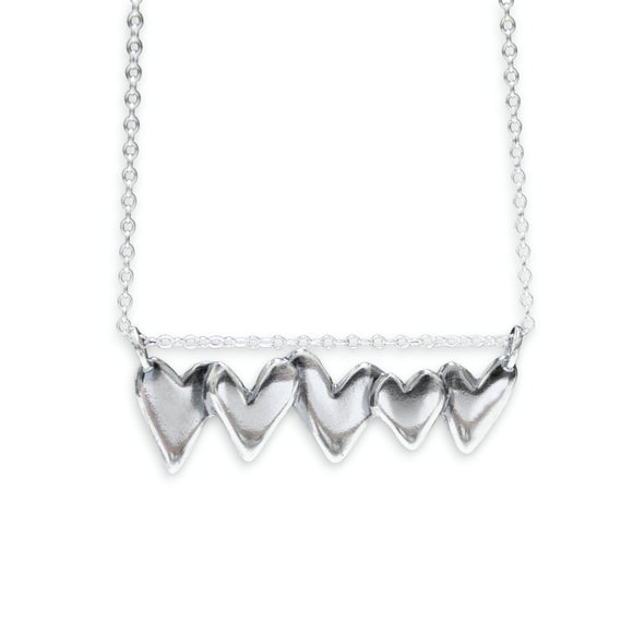 Sterling Silver Hearts on Parade Necklace