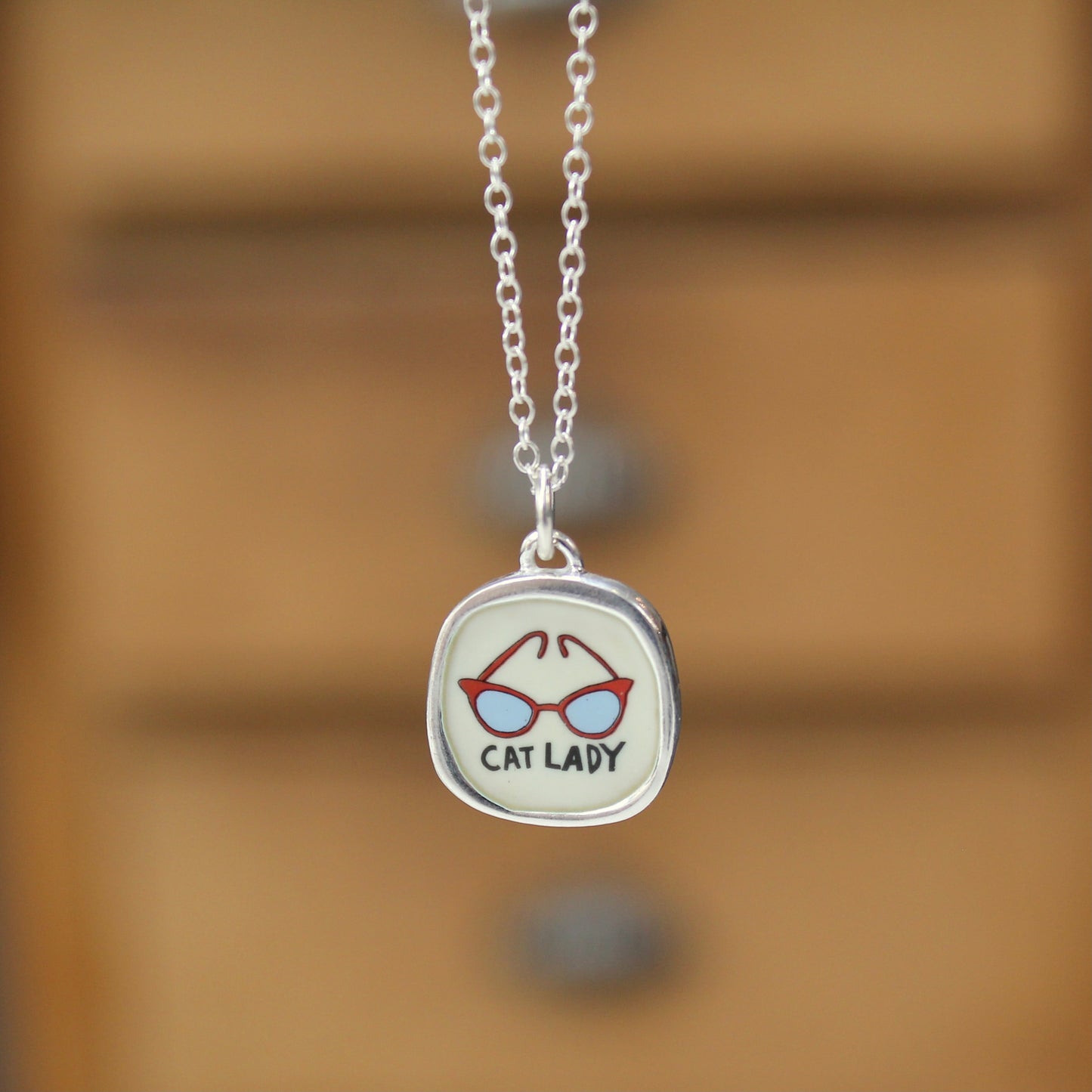 Sterling Silver Cat Lady Pendant on Adjustable Chain - Cat Charm