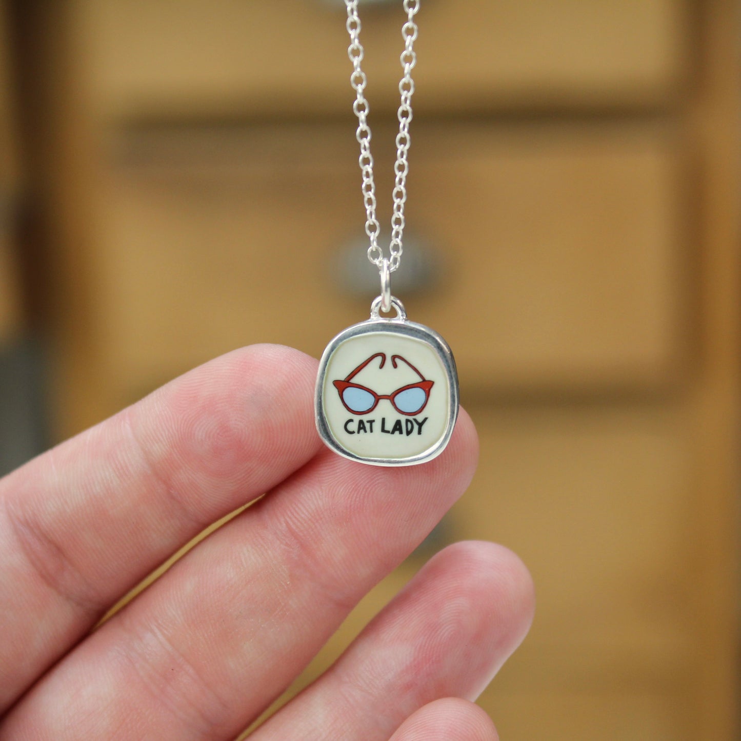 Sterling Silver Cat Lady Pendant on Adjustable Chain - Cat Charm