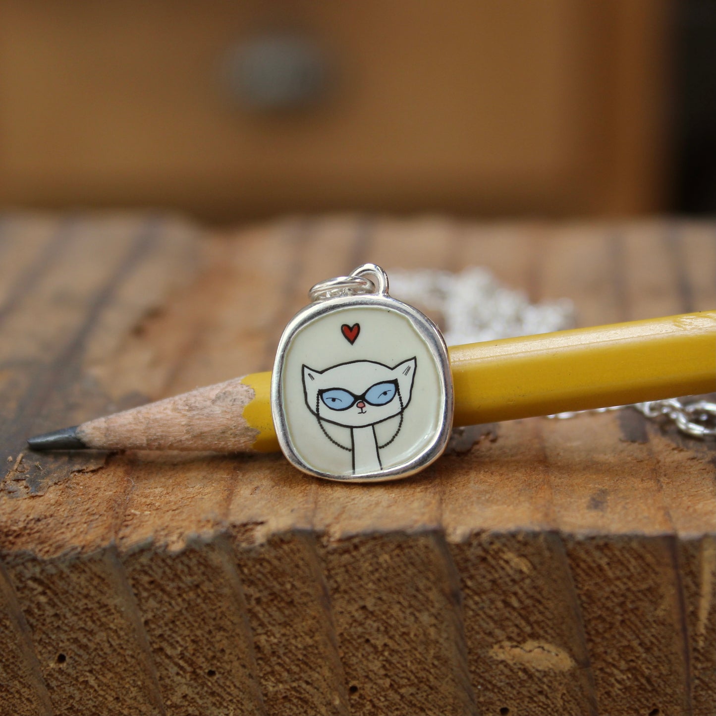 Sterling Silver Cat Lady Pendant on Adjustable Chain - Cat Charm