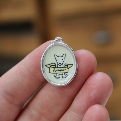 Dog Memorial Necklace - Sterling Silver and Enamel Pet Loss Jewelry