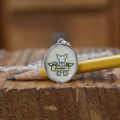 Dog Memorial Necklace - Sterling Silver and Enamel Pet Loss Jewelry