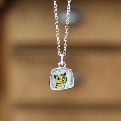 Teeny Tiny Tiger Pendant in Sterling Silver and Enamel