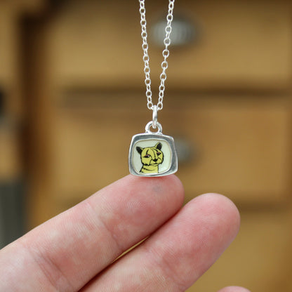 Teeny Tiny Tiger Pendant in Sterling Silver and Enamel