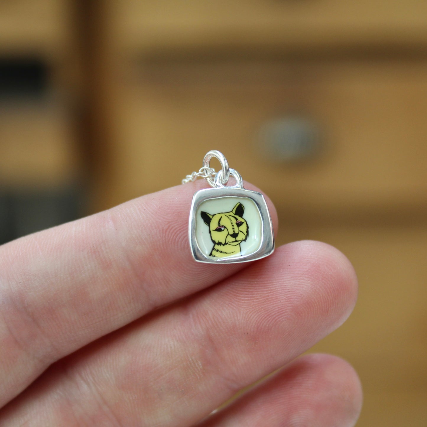 Teeny Tiny Tiger Pendant in Sterling Silver and Enamel