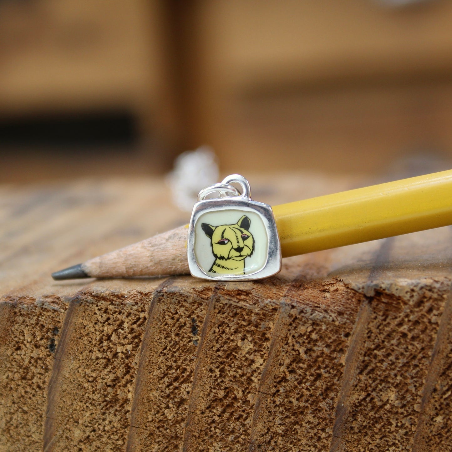 Teeny Tiny Tiger Pendant in Sterling Silver and Enamel
