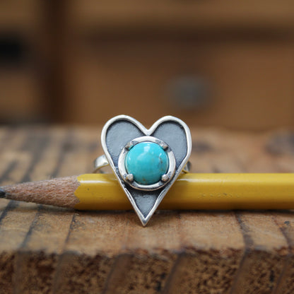 Large Prong Set Turquoise and Sterling Silver Heart Statement Ring