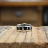 Men's Sterling Silver and Vitreous Enamel Band Ring - Black Band Ring for Men and Women