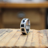 Men's Sterling Silver and Vitreous Enamel Band Ring - Black Band Ring for Men and Women