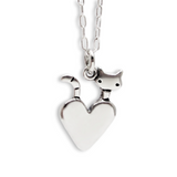 Sterling Silver Cat Charm Necklace on Adjustable Sterling Chain - Peeking Cat Charm