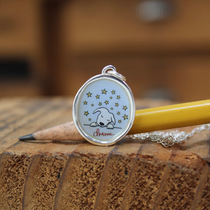 Dream Dog Pendant Necklace in Sterling Silver and Enamel