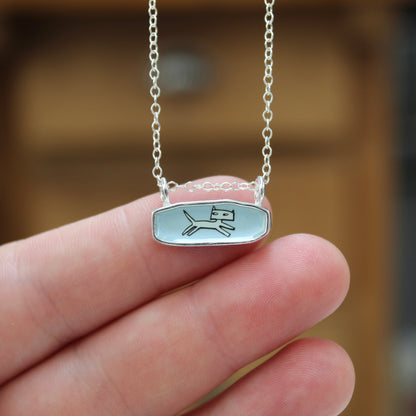 Reversible Cat Lady Necklace - Sterling Silver and Enamel Necklace on Adjustable Chain