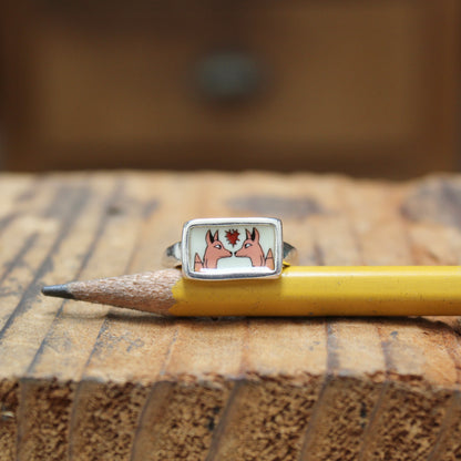 Spellbound Foxes Ring in Sterling Silver and Enamel