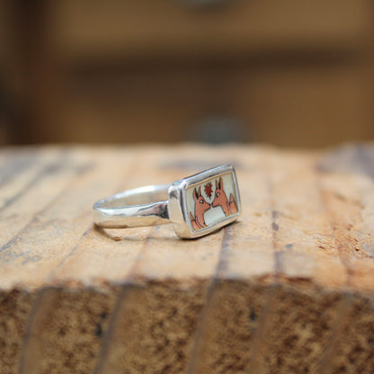 Spellbound Foxes Ring in Sterling Silver and Enamel