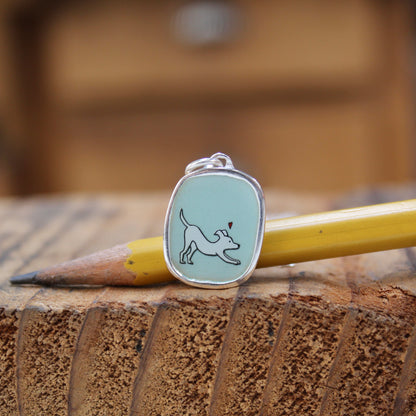 Playful Dog Necklace in Sterling Silver and Enamel