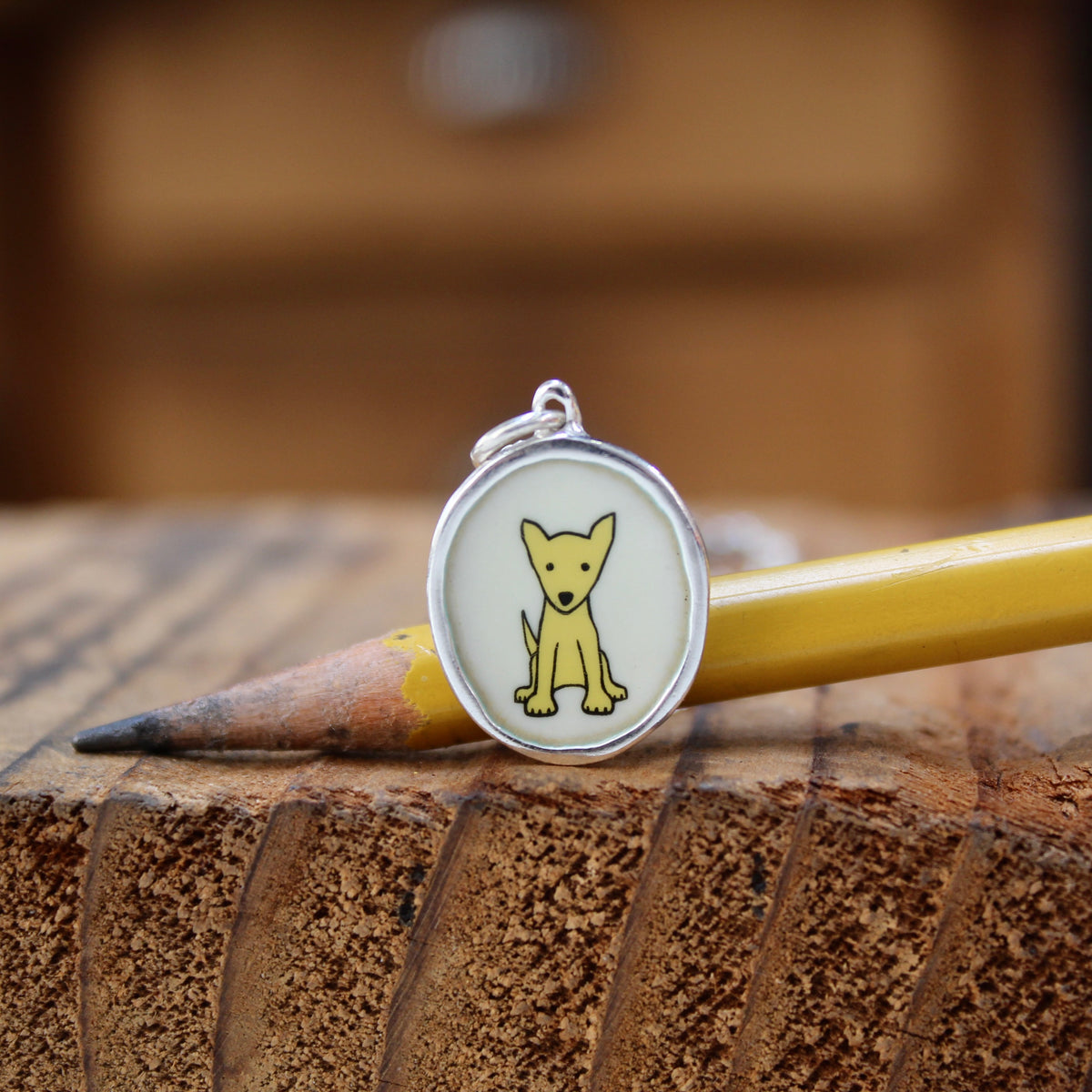 Yellow Dog Necklace in Sterling Silver and Enamel