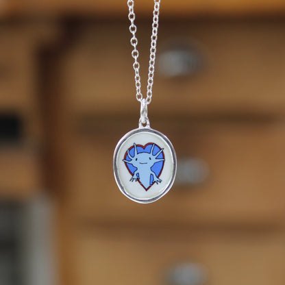 Axolotl Necklace in Sterling Silver and Enamel