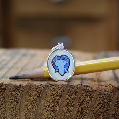 Axolotl Necklace in Sterling Silver and Enamel