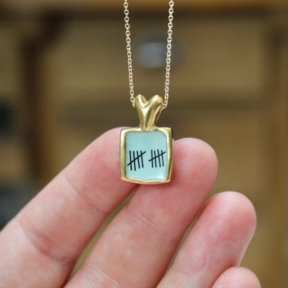 Gold Anniversary Necklace - 10 Year Anniversary Pendant on Gold Filled Chain - Decade Milestone Gift