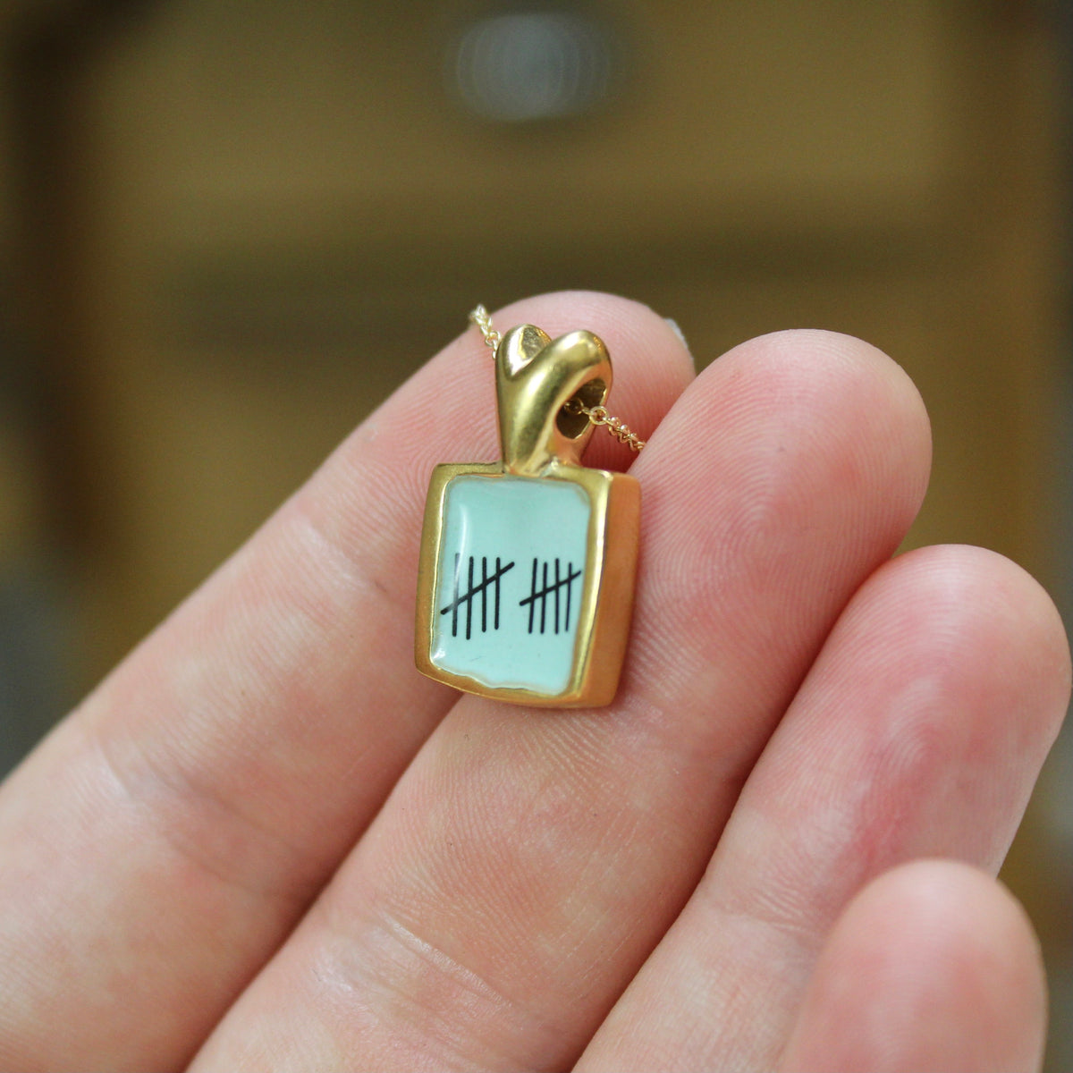 Gold Anniversary Necklace - 10 Year Anniversary Pendant on Gold Filled Chain - Decade Milestone Gift