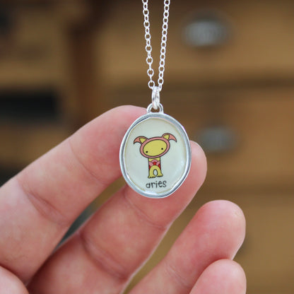 Sterling Silver Aries Pendant on Adjustable Chain by Mark Poulin