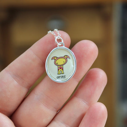 Sterling Silver Aries Pendant on Adjustable Chain by Mark Poulin