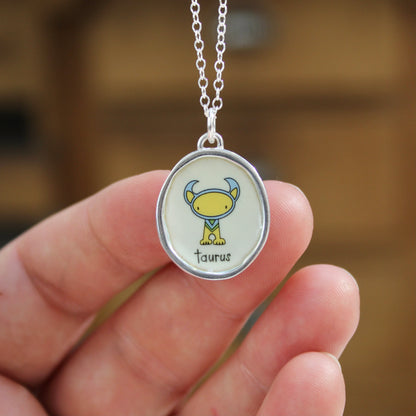 Sterling Silver Taurus Pendant on Adjustable Chain by Mark Poulin