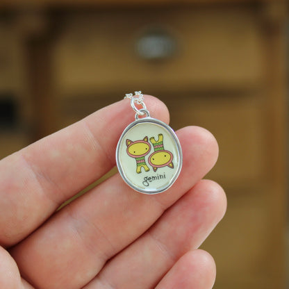 Sterling Silver Gemini Pendant on Adjustable Chain by Mark Poulin