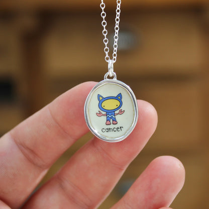 Sterling Silver Cancer Pendant on Adjustable Chain by Mark Poulin