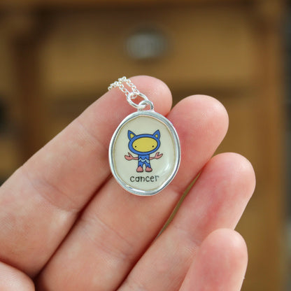 Sterling Silver Cancer Pendant on Adjustable Chain by Mark Poulin