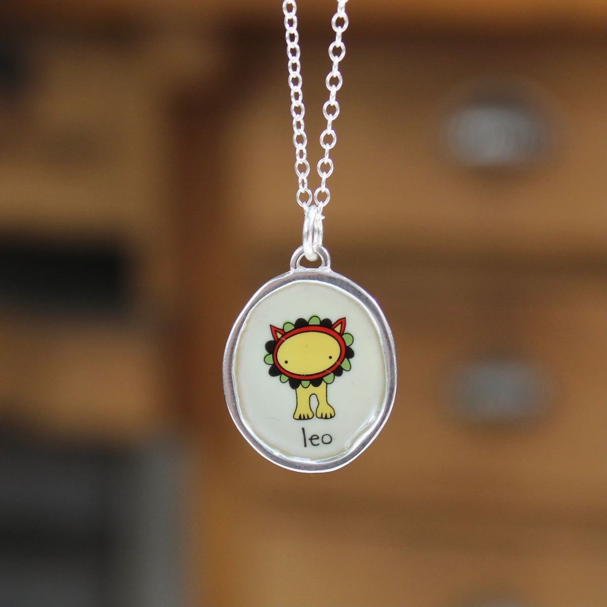 Sterling Silver Leo Pendant on Adjustable Chain by Mark Poulin