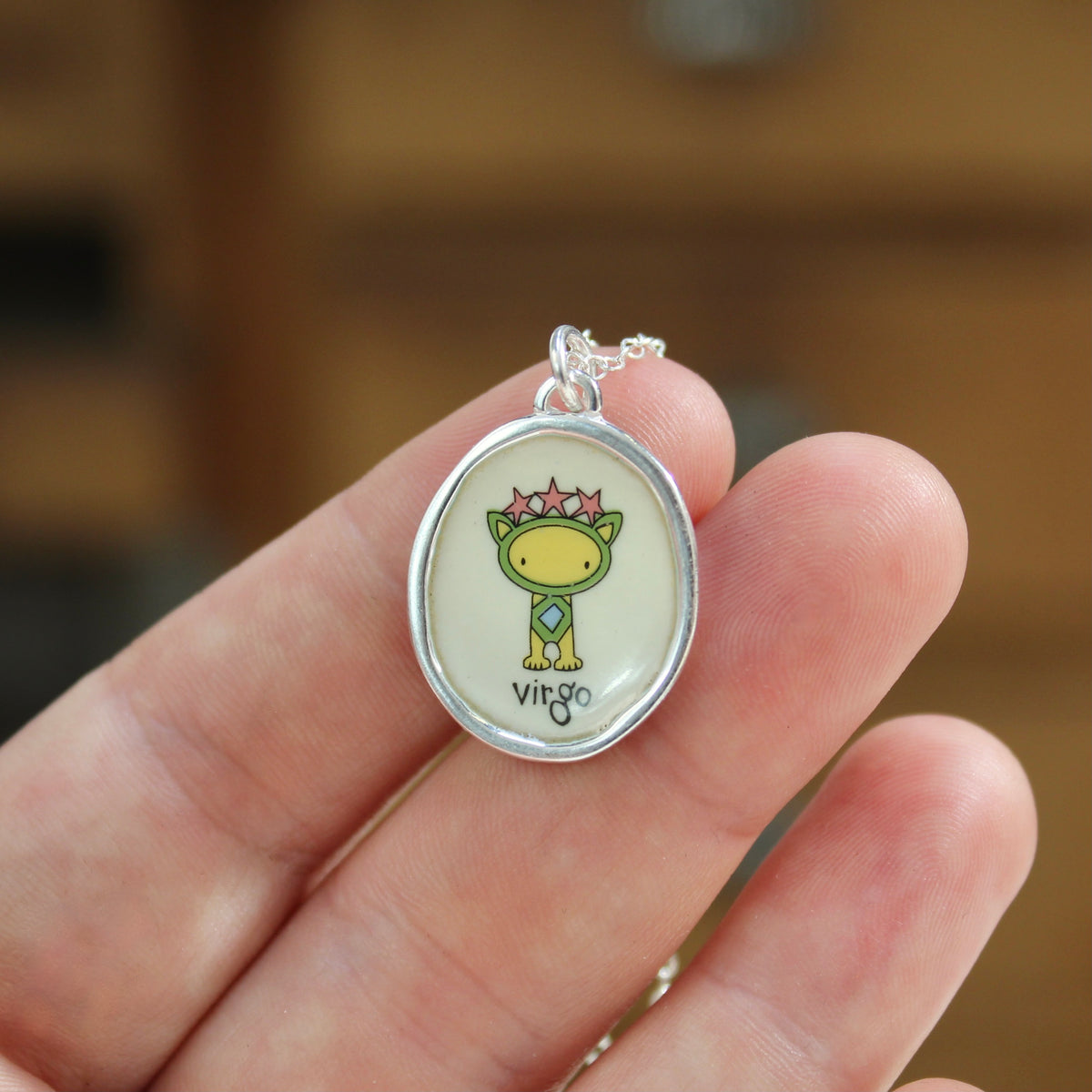 Sterling Silver Virgo Pendant on Adjustable Chain by Mark Poulin