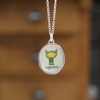 Sterling Silver Capricorn Pendant on Adjustable Chain by Mark Poulin