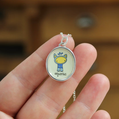Sterling Silver Aquarius Pendant on Adjustable Chain by Mark Poulin