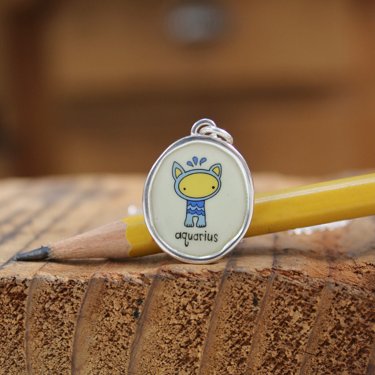 Sterling Silver Aquarius Pendant on Adjustable Chain by Mark Poulin