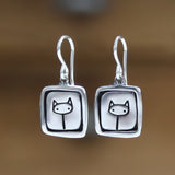 Sterling Silver Cat Charm Dangle Earrings - Kitten Jewelry - New Cat Gift