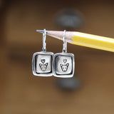 Sterling Silver Dog Charm Dangle Earrings - Puppy Jewelry - Pit Bull Terrier Gift